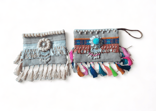 Intan Blue And Orange Bali Gunny Clutch Wallet