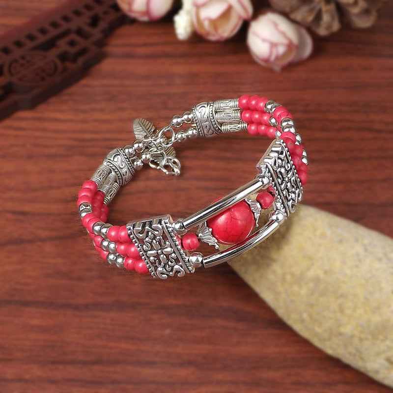 Vintage-style Bangle with Exotic Miao Silver Design
