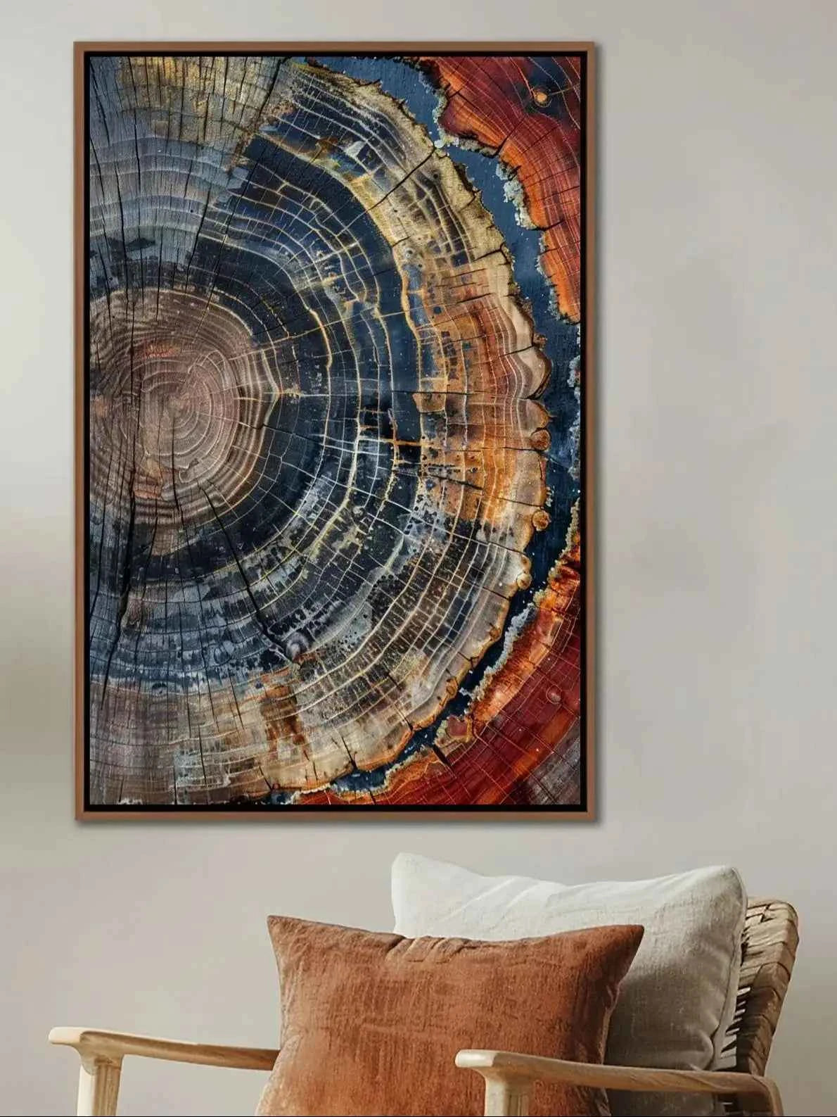 Colorful Tree Ring Canvas Wall Art – Minimalist Abstract Ring Design (Unframed High‑Quality Cotton Canvas)