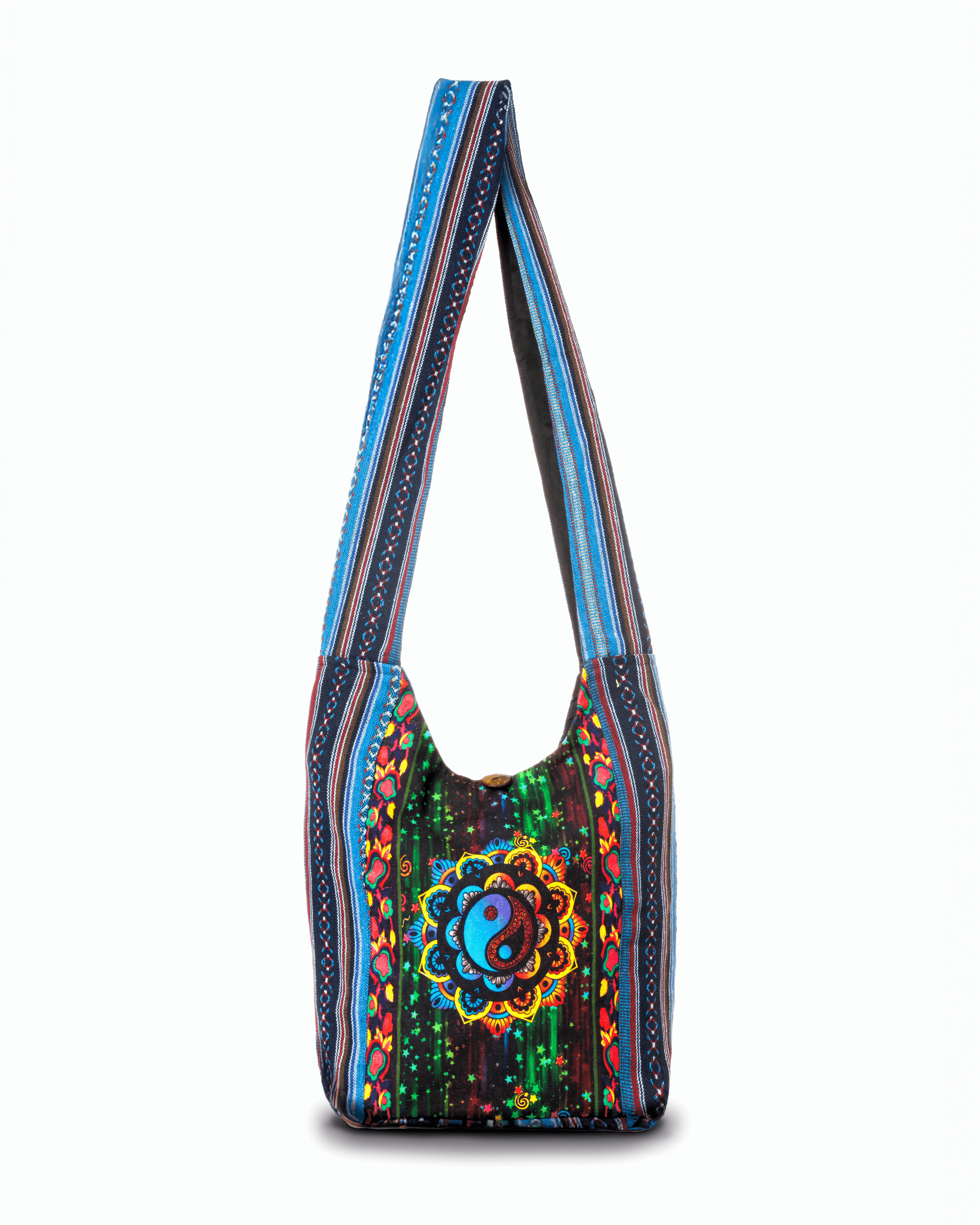 Kathmandu Yin Yang Print Hobo Bag Handmade Cotton Crossbody - Rosetta Creative Boutique
