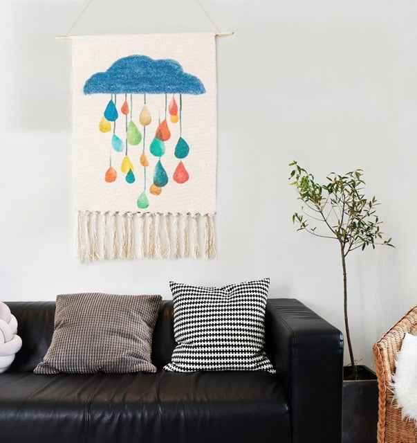 Cotton Linen Bohemian Tassel Geometric Tapestry Wall Hanging Decor