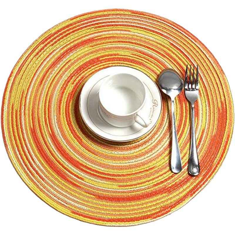 Cotton Woven Hot Pad Table Mat In Yellow Brown Red Gray Solid Color Kitchen