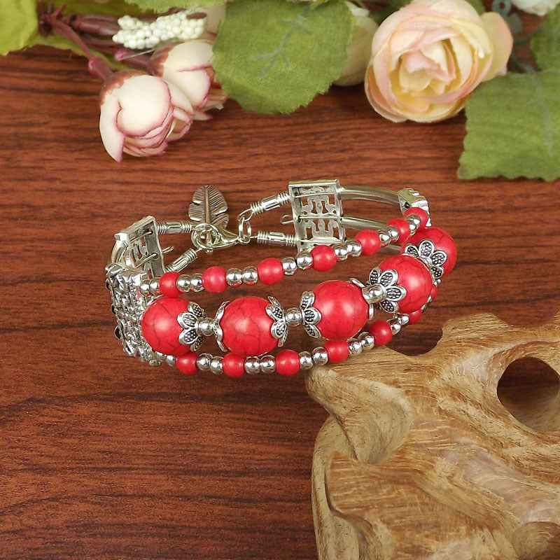 Vintage-style Bangle with Exotic Miao Silver Design