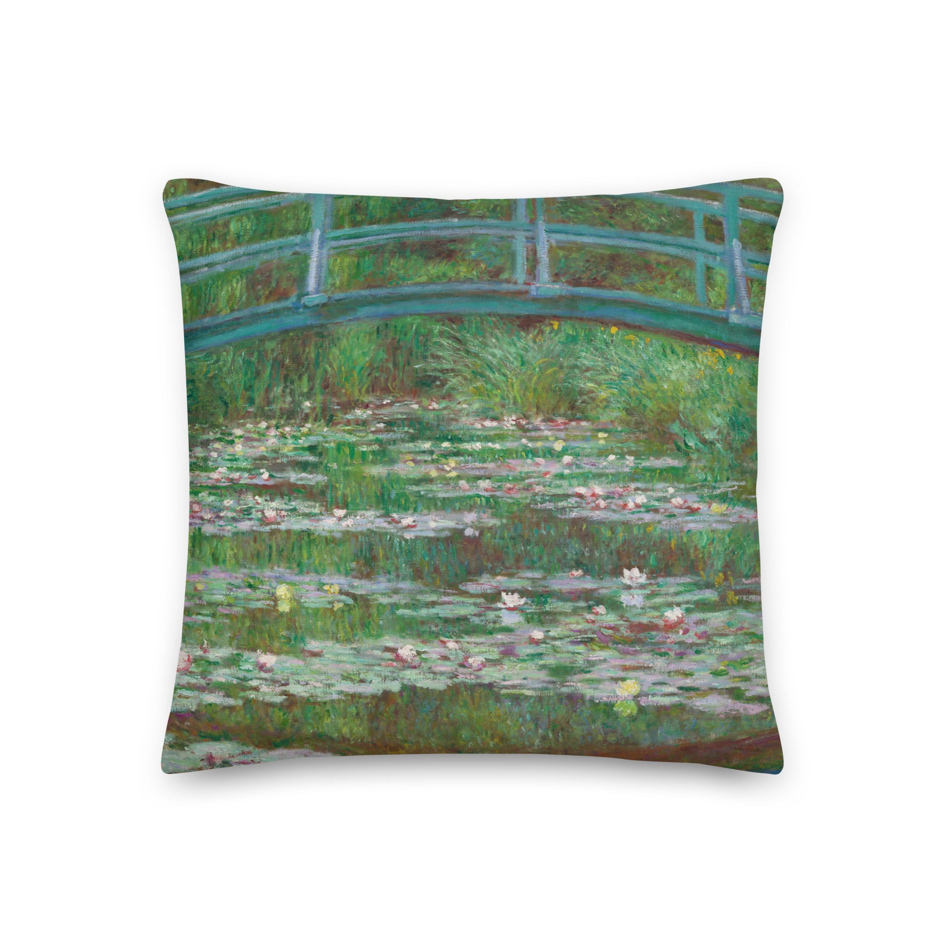 Luxurious Japanese Footbridge Monet Pillow Artwork for Elegant Home Decor - Rosetta Creative Boutique