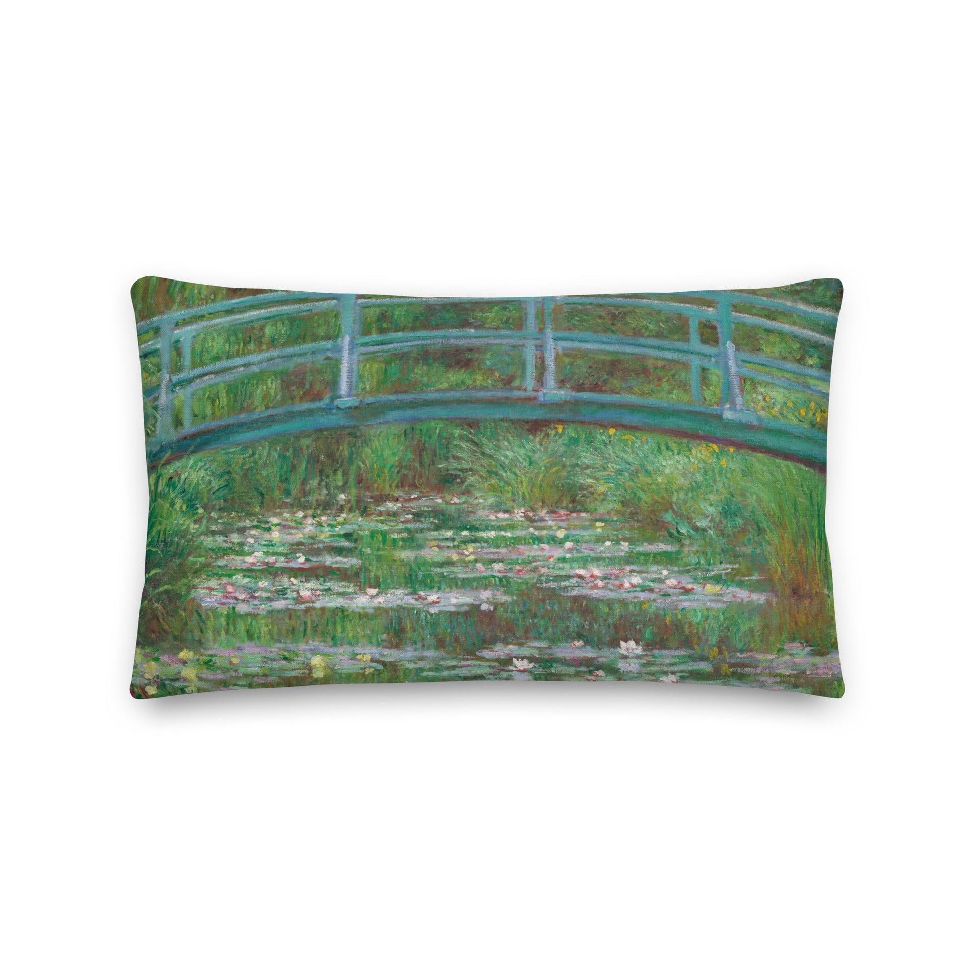 Luxurious Japanese Footbridge Monet Pillow Artwork for Elegant Home Decor - Rosetta Creative Boutique