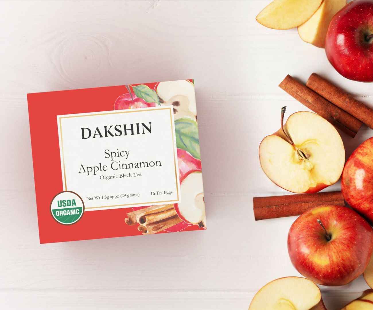 Organic Spicy Apple Cinnamon Tea - Cozy by Dakshin