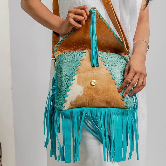 Authentic Suede Leather Bohemian Fringe Crossbody Purse - Rosetta Creative Boutique