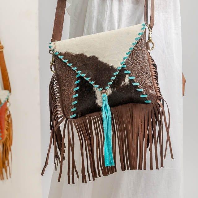 Authentic Suede Leather Bohemian Fringe Crossbody Purse - Rosetta Creative Boutique