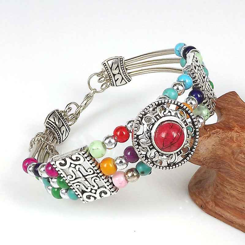 Vintage-style Bangle with Exotic Miao Silver Design