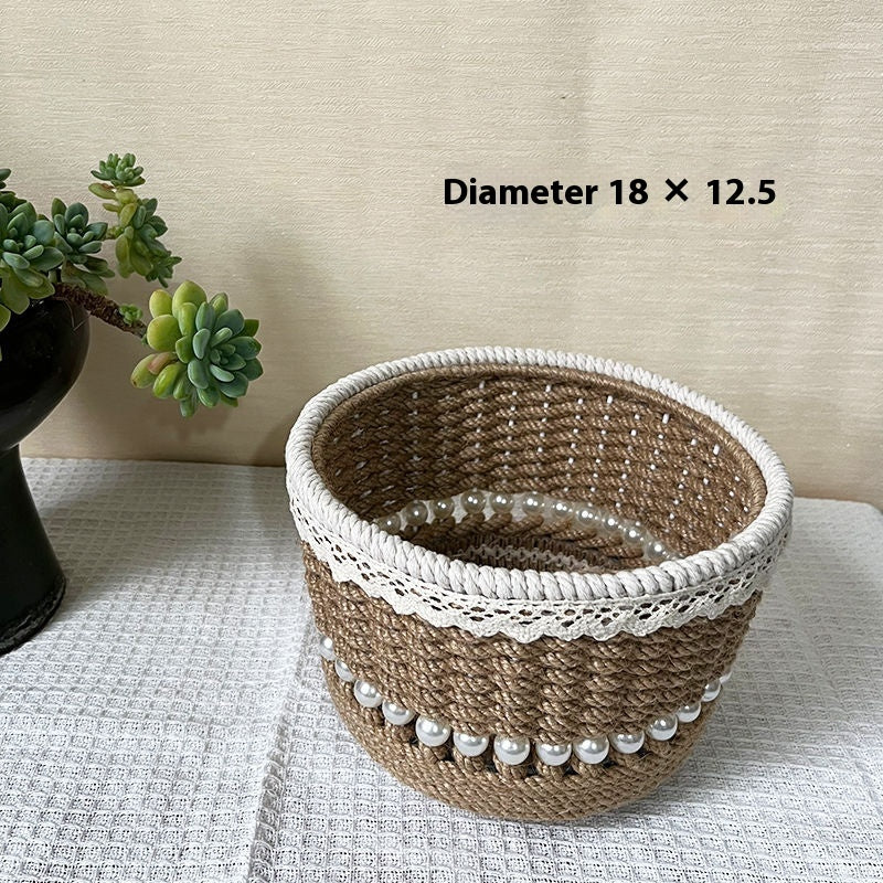 White Woven Hemp Rope Basket – Handcrafted Organizer