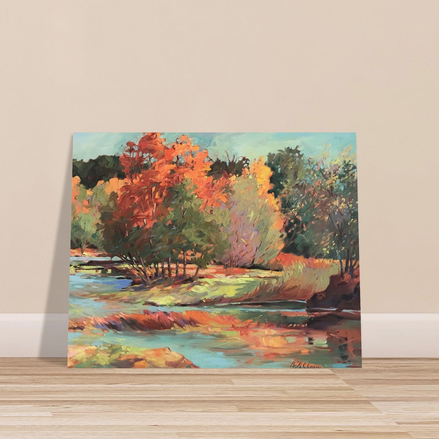 'Along the Illinois' Landscape I 16x20 Museum-Quality Matte Paper Poster | Original Artwork by American Artist Barbara Cleary (Fall Collection) - Rosetta Creative Boutique