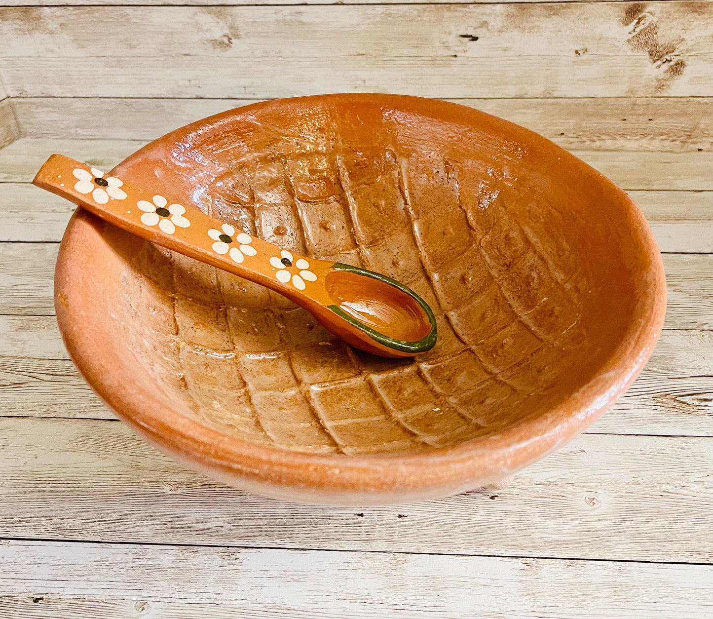 Authentic Mexican Molcajete With Spoon Handcrafted Clay Pottery By Chica Mexico