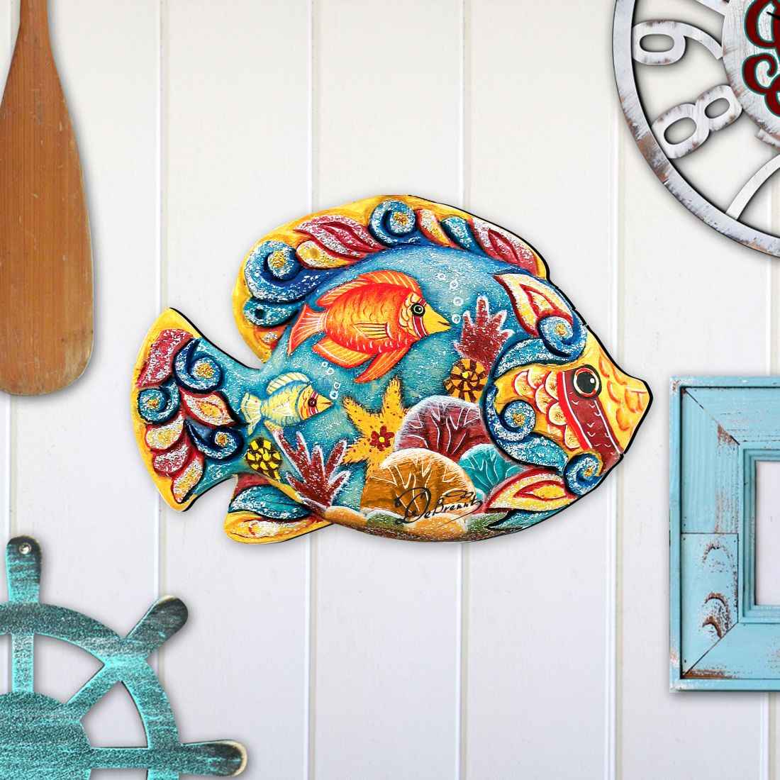 Tropical Fish Beach House Door Decor by G. DeBrekht - Coastal Holiday Decor - 8126121H