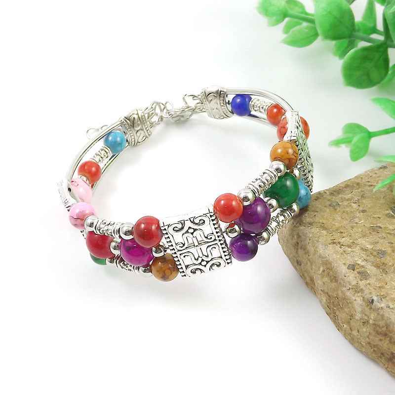 Vintage-style Bangle with Exotic Miao Silver Design