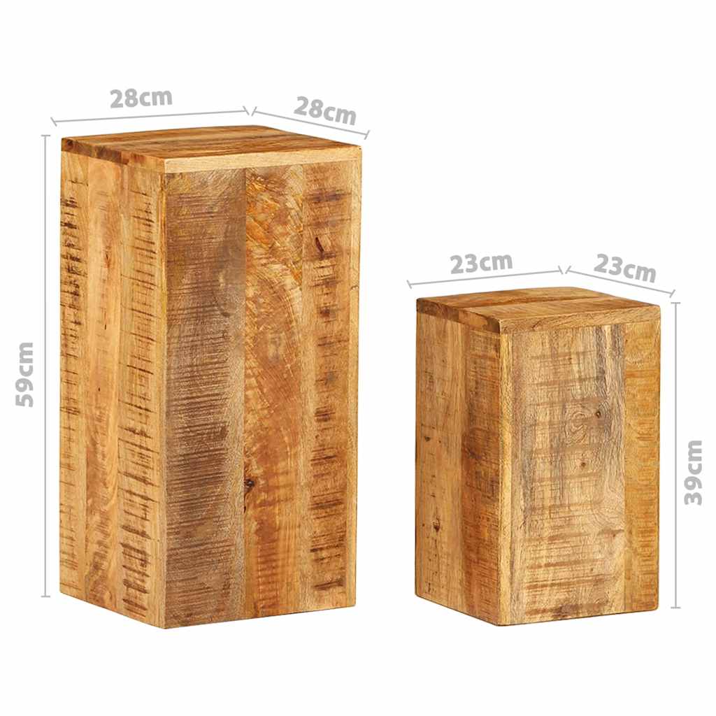 Two-Piece Solid Mango Wood Plant Stand Set