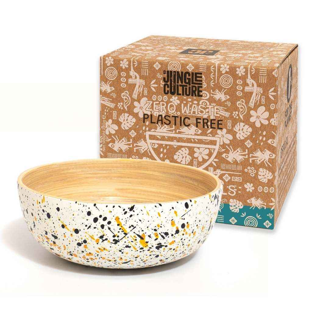 Handmade Bamboo Serving Bowl 18 cm Diameter Terrazzo Design