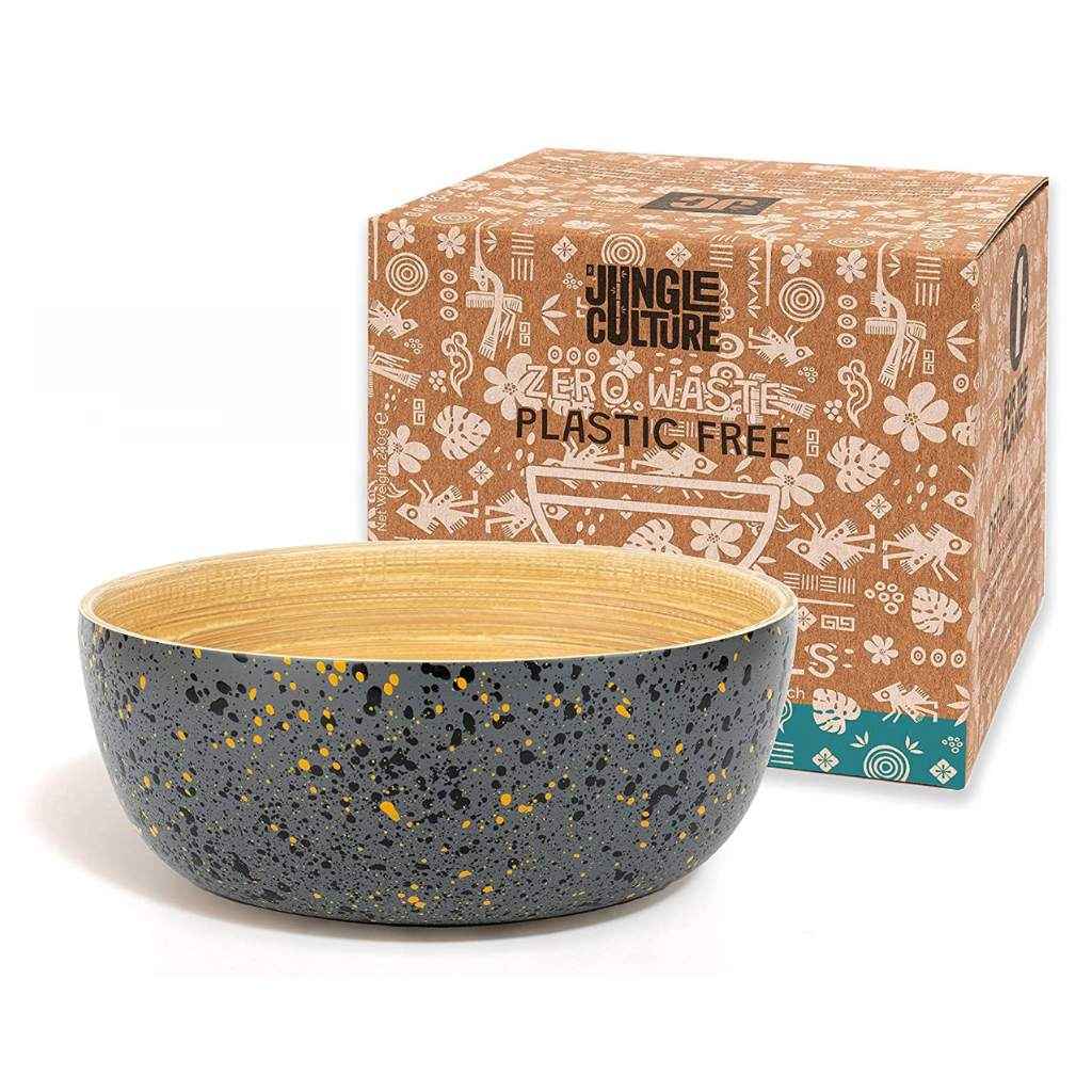 Handmade Bamboo Serving Bowl 18 cm Diameter Terrazzo Design