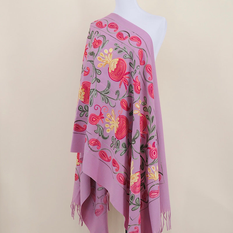 Gourd Pomegranate Blossom Embroidered Imitation Cashmere Scarf Shawl