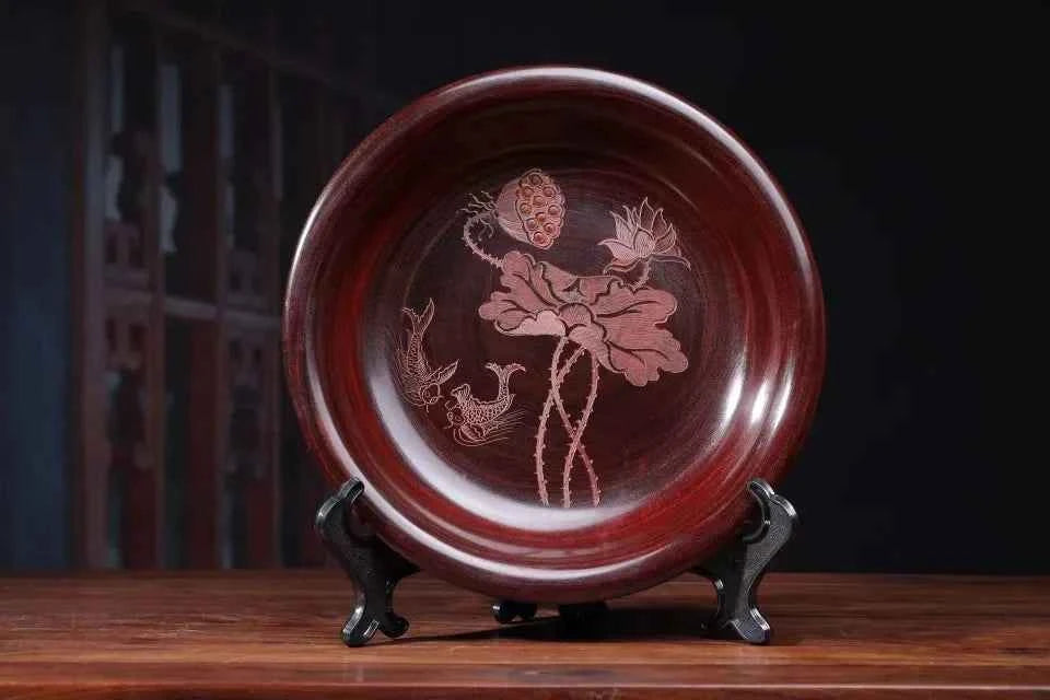 Red Sandalwood “Gold Rice” Bowl – Solid Wood Handicraft Ornament