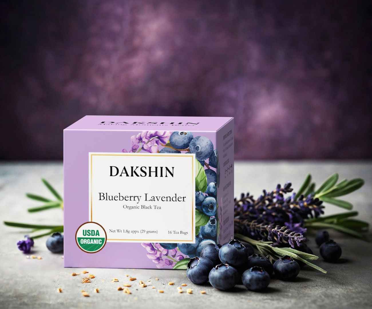 Organic Blueberry Lavender Tea - Antioxidant by Dakshin