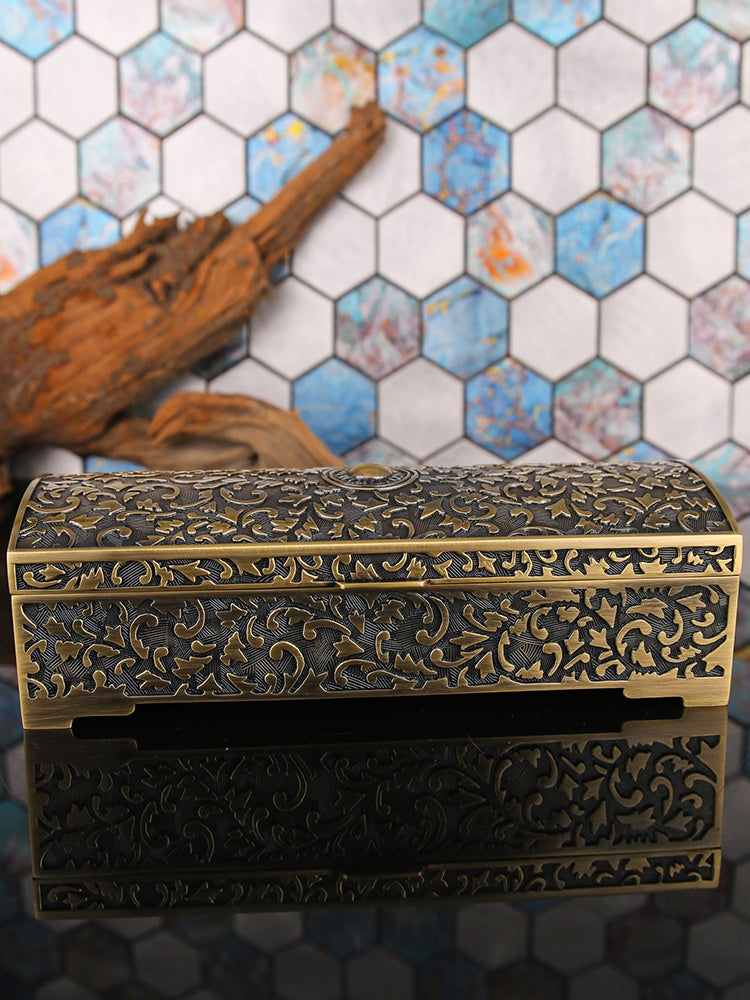 Green Antique Style Zinc Alloy Jewelry Box Vintage Storage