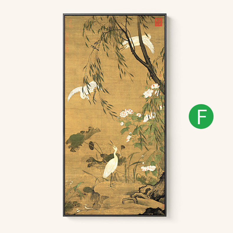 Quadruple Flower And Bird Chinese Painting Entrance Vertical Plate Painting