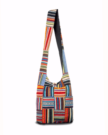 Kathmandu Collection Patchwork Striped Hobo Bag Cotton - Rosetta Creative Boutique