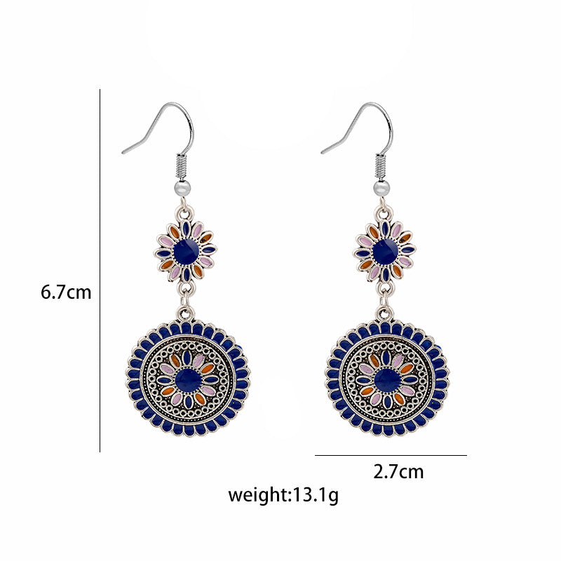 Retro Bohemian Round Sunflower Earrings