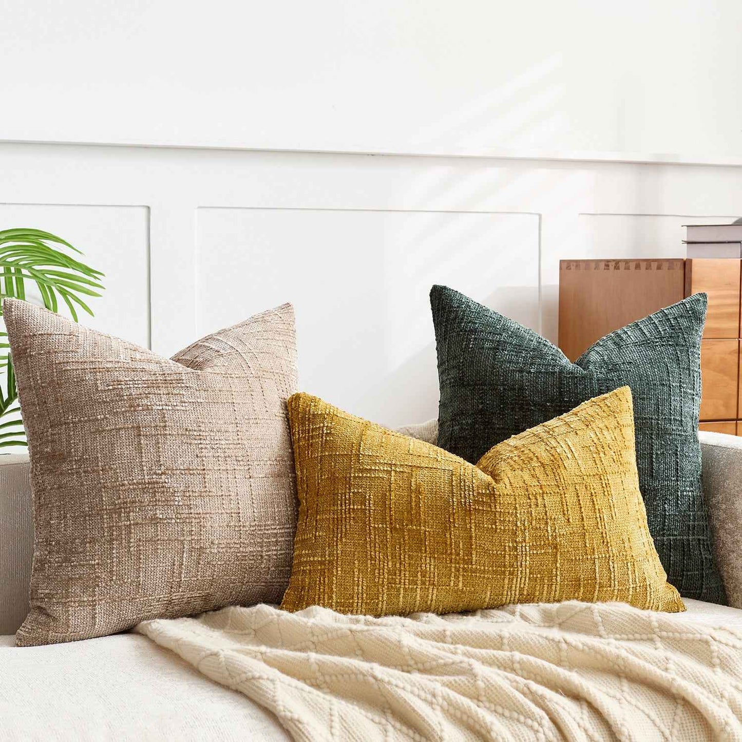 Chunky-spun Bamboo-textured Chenille Pillowcase