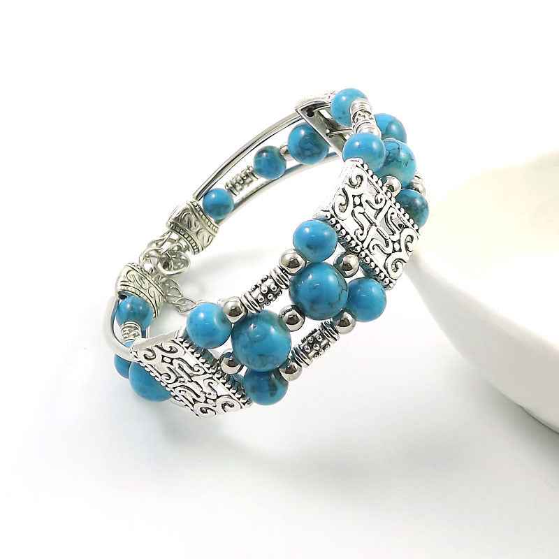 Vintage-style Bangle with Exotic Miao Silver Design