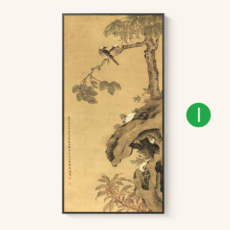 Quadruple Flower And Bird Chinese Painting Entrance Vertical Plate Painting