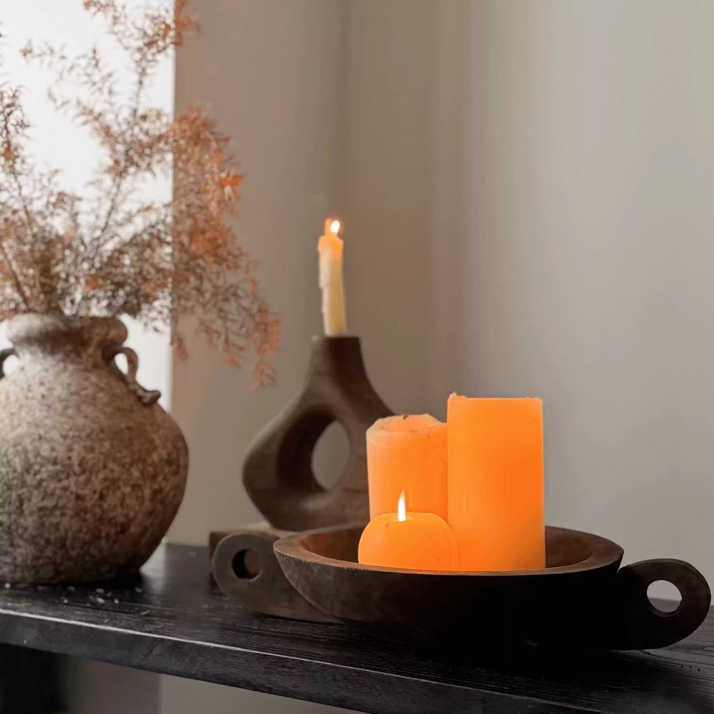 Wabi-sabi-style Round Wooden Aromatherapy Tray