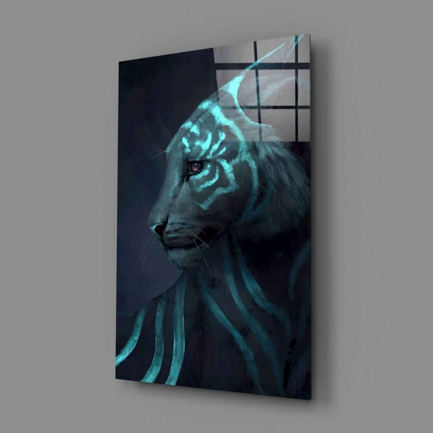 Striking Neon Tiger Glass Art