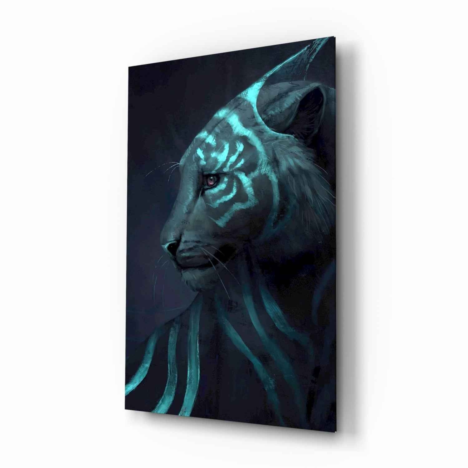 Striking Neon Tiger Glass Art