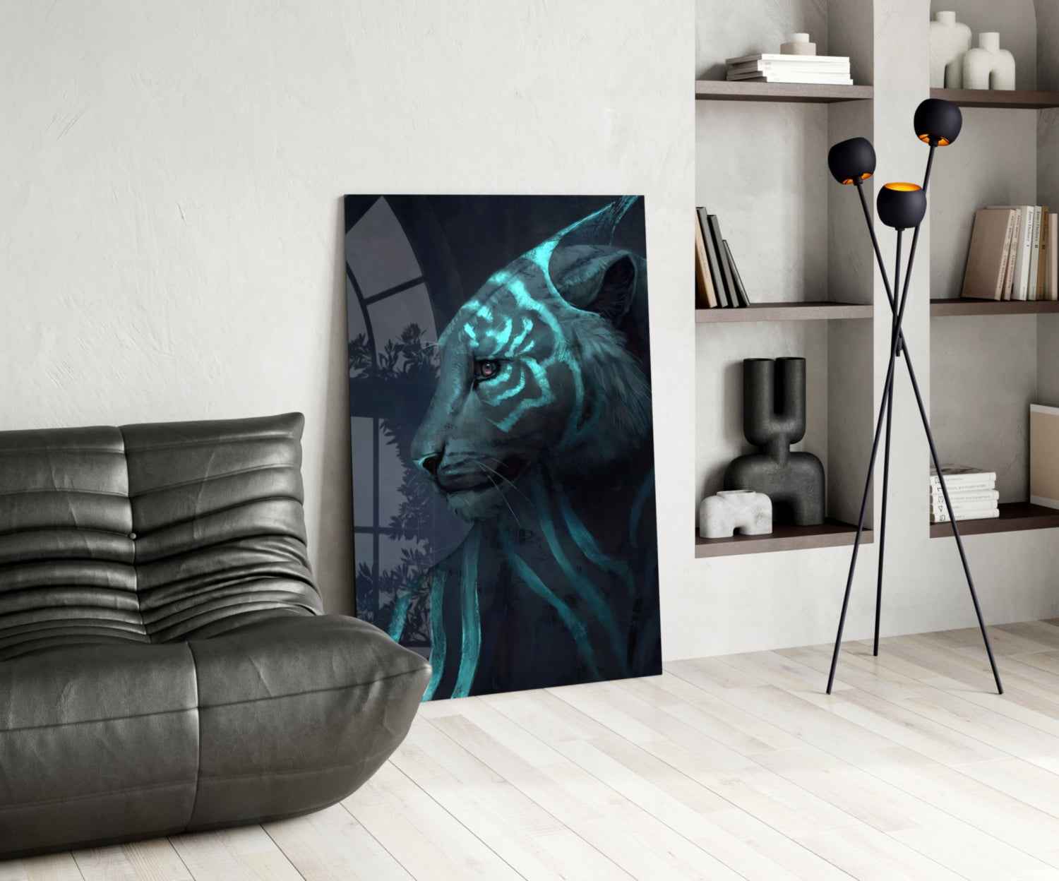 Striking Neon Tiger Glass Art