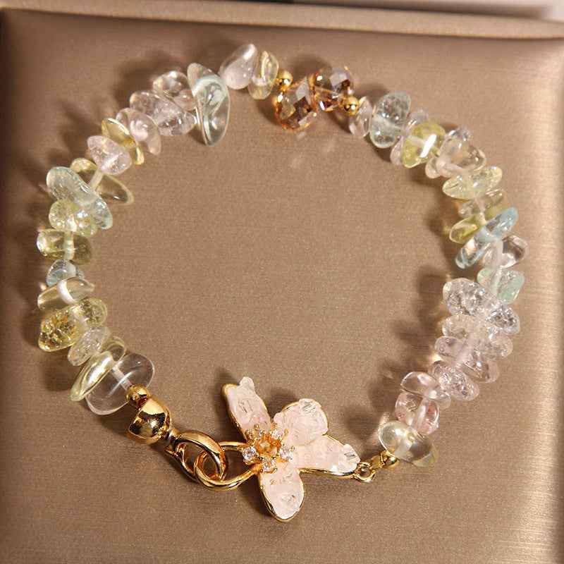 Crystal Gravel Wisteria Flower Bracelet For Women Japanese Korean Style