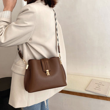 Checkered Strap Shoulder Bag With Convertible Crossbody - Rosetta Creative Boutique