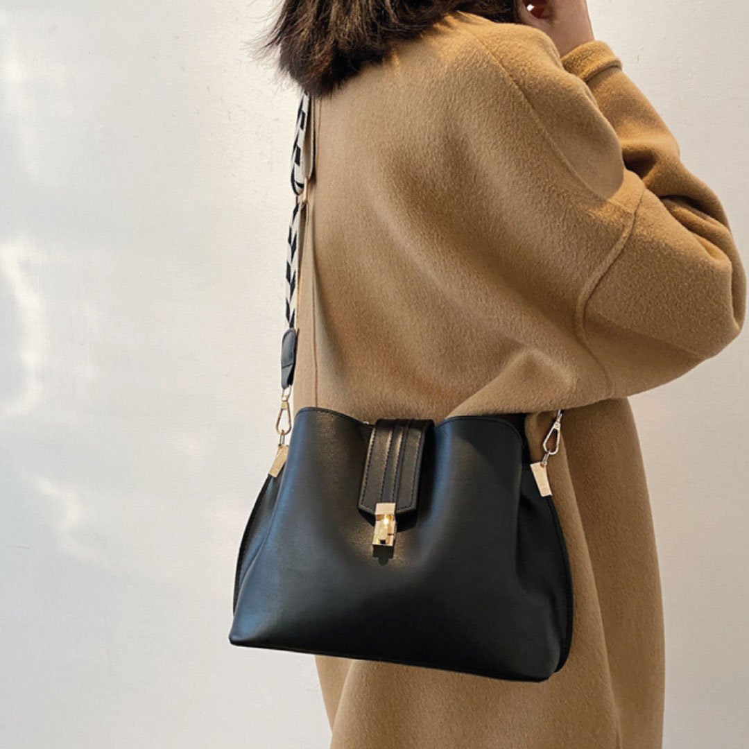Checkered Strap Shoulder Bag With Convertible Crossbody - Rosetta Creative Boutique