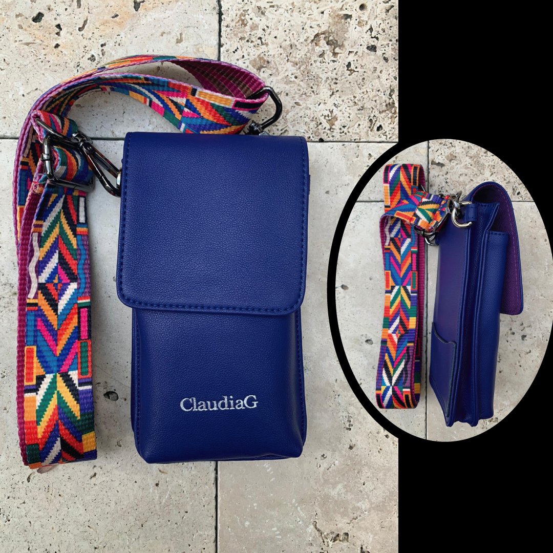 Ibag Leather Crossbody Bag Sapphire With Adjustable Strap - Rosetta Creative Boutique