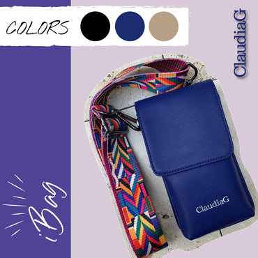 Ibag Leather Crossbody Bag Sapphire With Adjustable Strap - Rosetta Creative Boutique