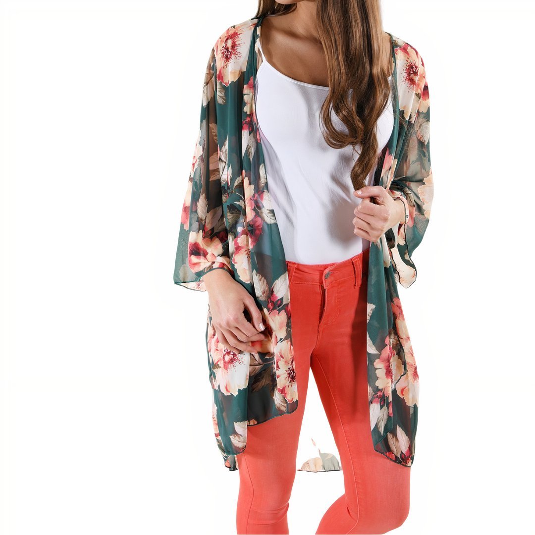 Sunshine Kimono Open Front Floral Print Lightweight - Rosetta Creative Boutique