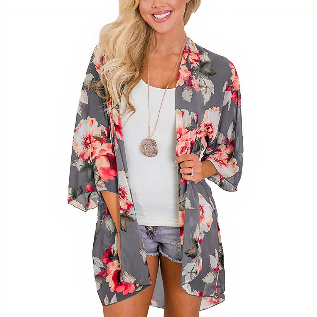 Sunshine Kimono Open Front Floral Print Lightweight - Rosetta Creative Boutique