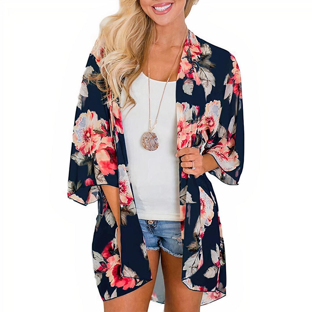Sunshine Kimono Open Front Floral Print Lightweight - Rosetta Creative Boutique