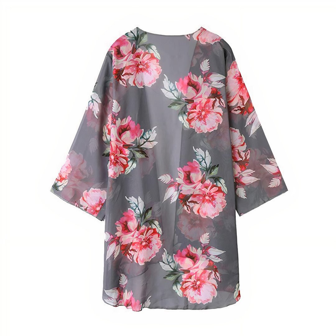 Sunshine Kimono Open Front Floral Print Lightweight - Rosetta Creative Boutique