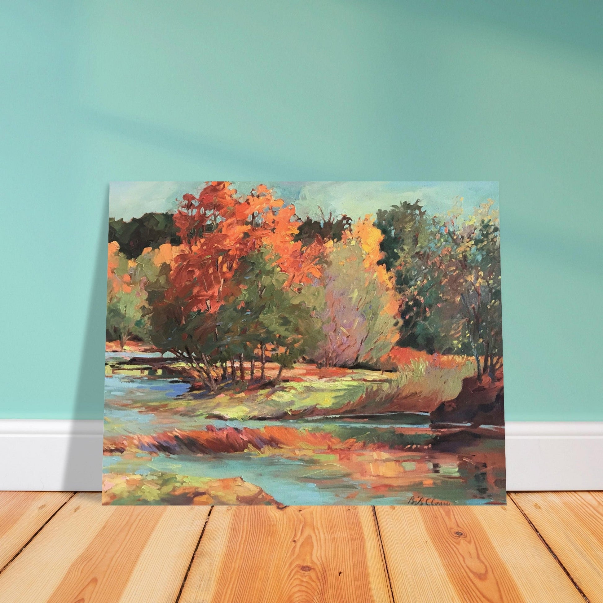 'Along the Illinois' Landscape I 16x20 Museum-Quality Matte Paper Poster | Original Artwork by American Artist Barbara Cleary (Fall Collection) - Rosetta Creative Boutique