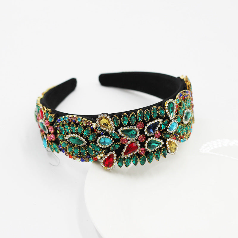 Luxurious Alloy Drop Shape Plaid Headband Electroplated For Women