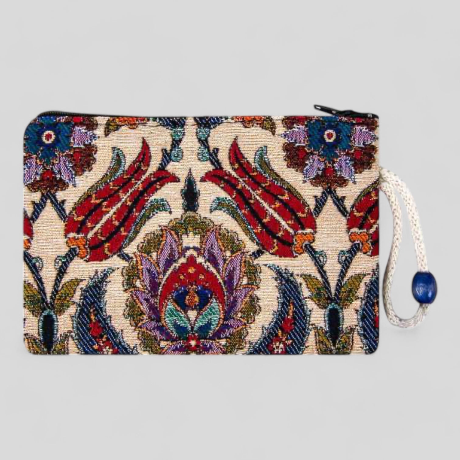 Authentic Kilim Clutch Red Tulips Zipper Purse Wallet - Rosetta Creative Boutique