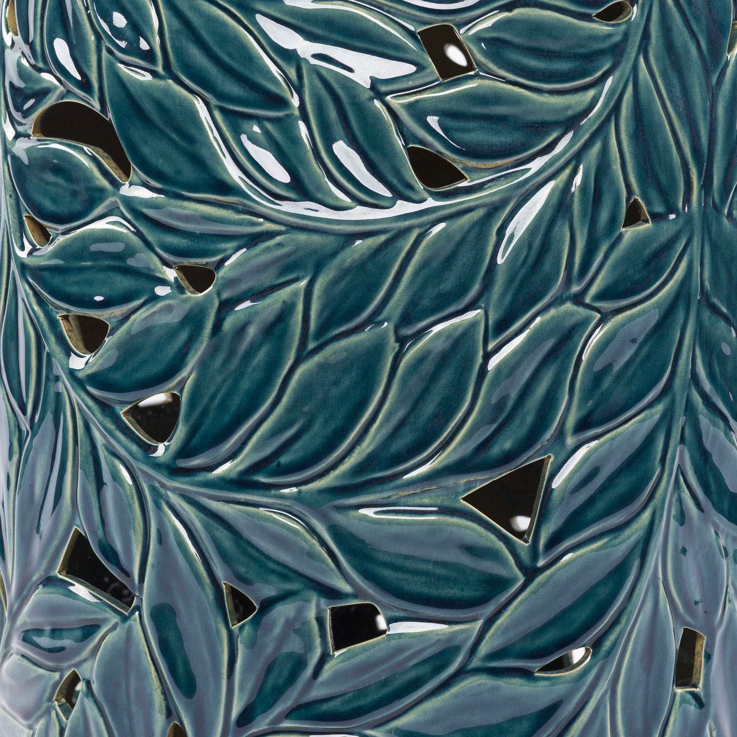 Daguioman Teal Leaf Ceramic Stool