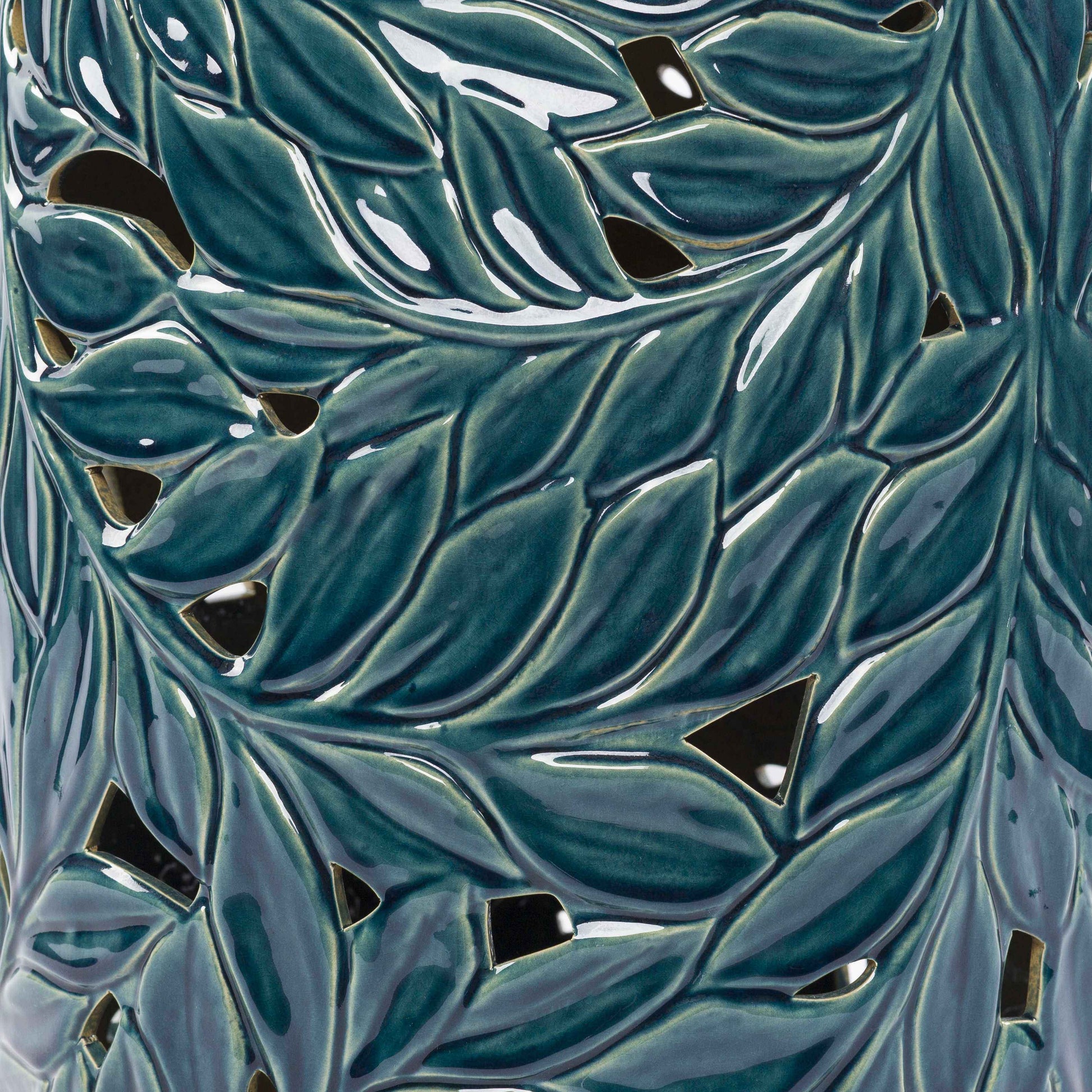 Daguioman Teal Leaf Ceramic Stool