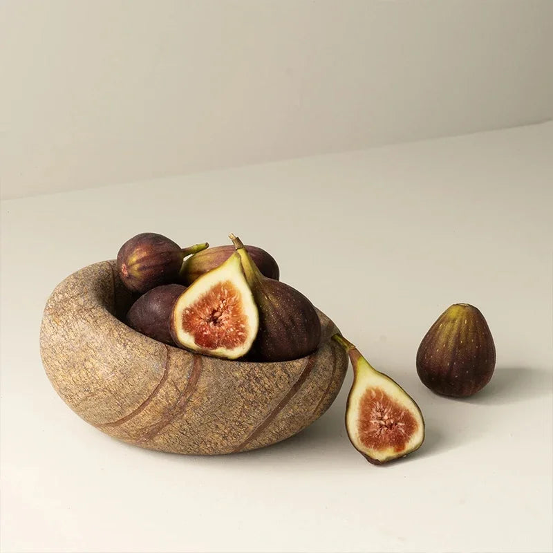 French Wabi-Sabi Marble “Bird’s Nest” Tray – Stone Jewelry & Sundry Dish (18×13×9cm)